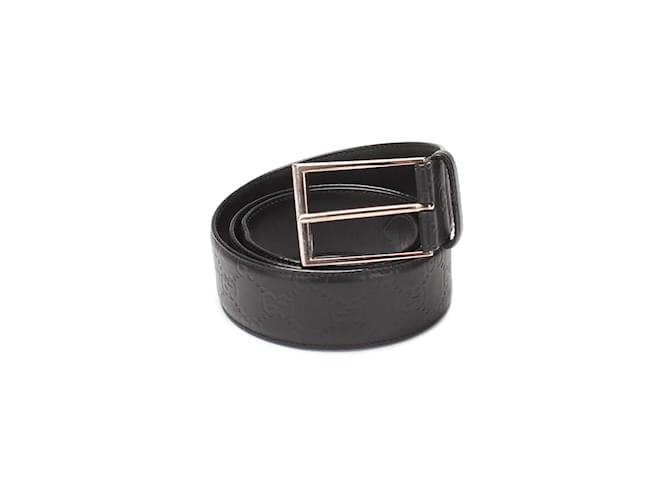 Cinturón de piel con hebilla Guccissima Negro Cuero  ref.1089382