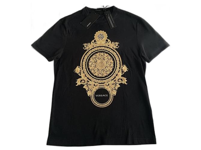 Versace tees Coton Noir Doré  ref.1089405