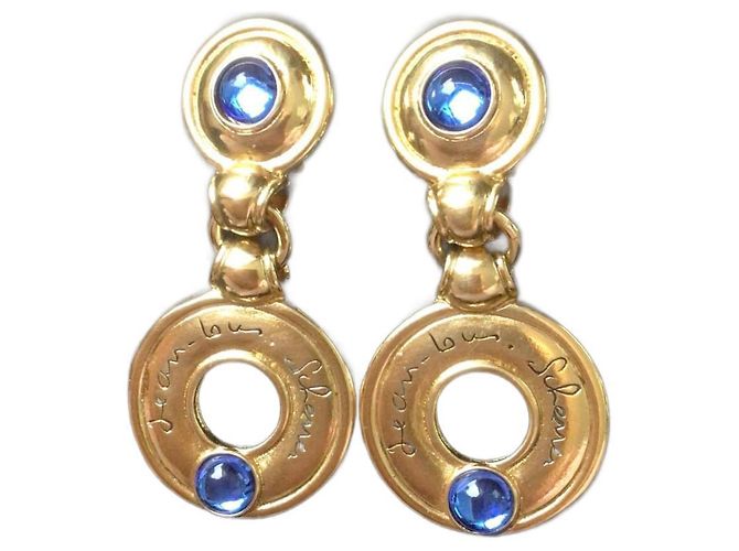 Orecchini Jean Louis Scherrer con Logo Azzurro Chiaro Blu chiaro