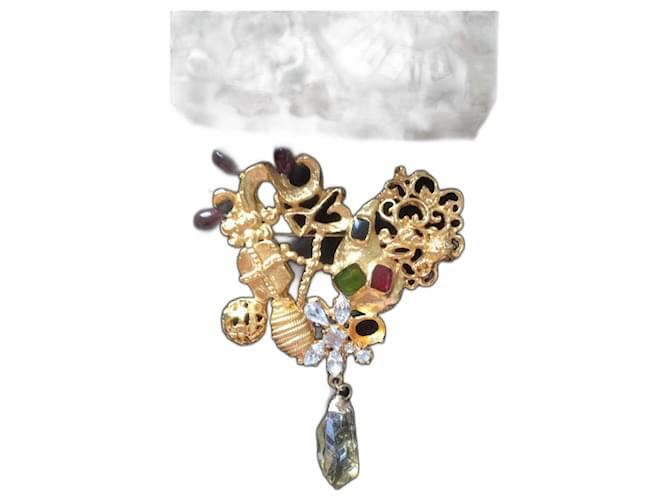 Christian Lacroix crystal brooch Multiple colors  ref.1089453