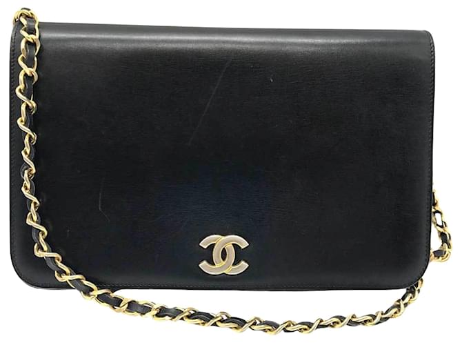 Portafoglio Chanel su catena Nero Pelle  ref.1089502