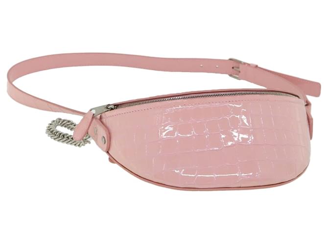 BALENCIAGA Croco Embossed Body Bag Leather Pink Auth 54195  ref.1089673