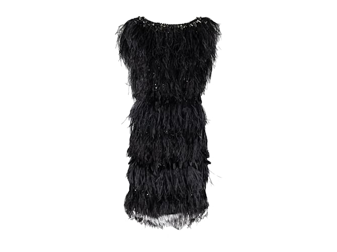 Autre Marque 6267 Feather Embroidered Dress Black  ref.1089805