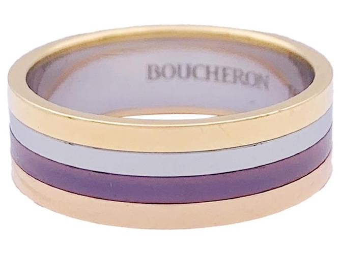Boucheron-Ring „My First Four“., zwei Goldmedaillen und Stahl. Gelbes Gold Roségold  ref.1089823