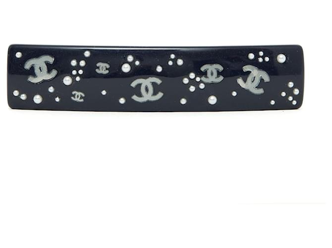 Chanel 03Eine XL-Nachtblaue CC-Haarspange Harz  ref.1090117