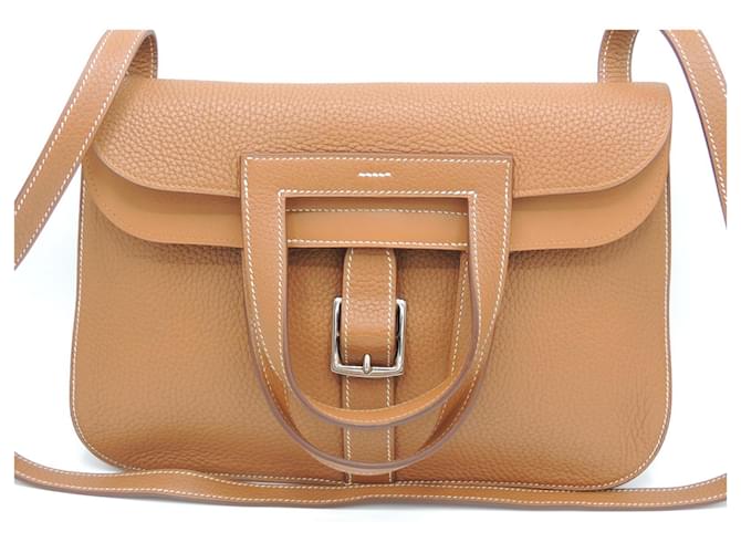 Hermès HERMES HALZAN BAG 31 COLOR GOLD PHW IN NEW CONDITION! Silver hardware Camel Leather  ref.1090127