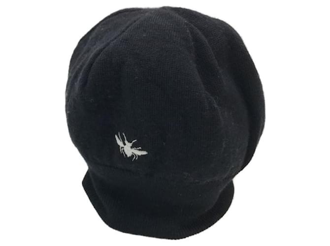 Autre Marque ***DIOR HOMME (DIOR HOMME)  BEE embroidery knit cap Black Wool  ref.1090129