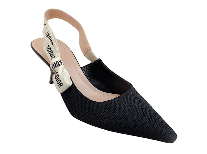 Christian Dior Zapatos de salón destalonados J'Adior de tejido técnico negro Lienzo  ref.1090164