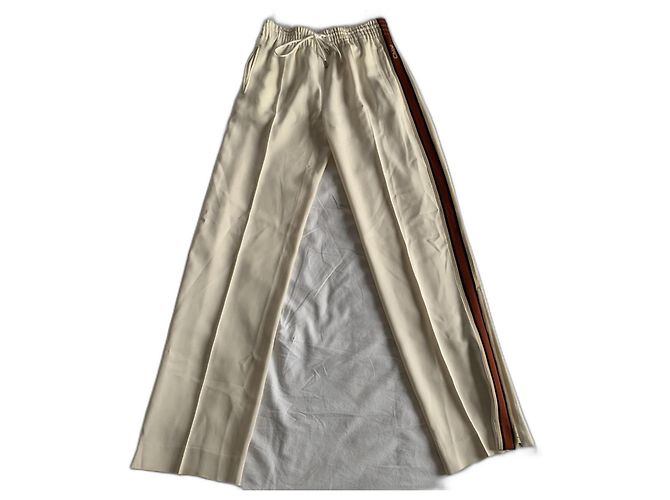 Calça reta Chloé off-white acetato e viscose Multicor
