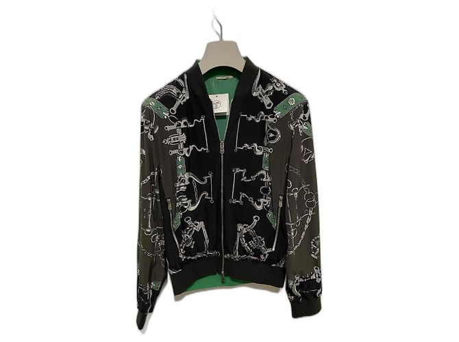 Hermès reversible ribbed jacket Black Green Grey