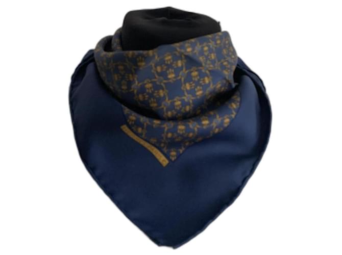 Hermès Men Scarves Blue Golden Silk  ref.1090225