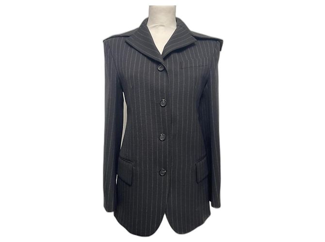 Sportmax Jacket Black Wool with Stripes