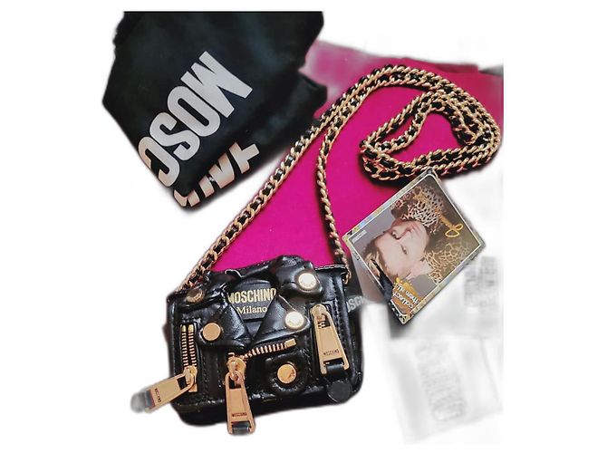Moschino Borsa Biker Mini in Pelle Nera Nero