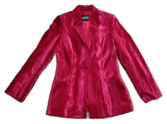 Versace chaqueta de sport Roja Burdeos Terciopelo  ref.1090231