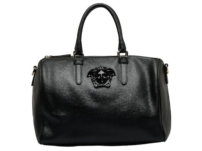 Versace Saffiano Palazzo Duffle Bag Black Leather Pony-style calfskin  ref.1090265