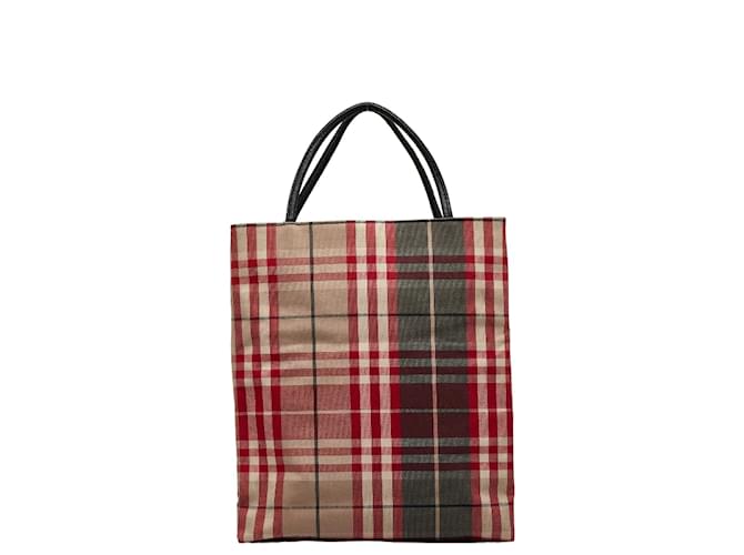 Burberry Check Canvas Tote Bag Brown Cloth  ref.1090336
