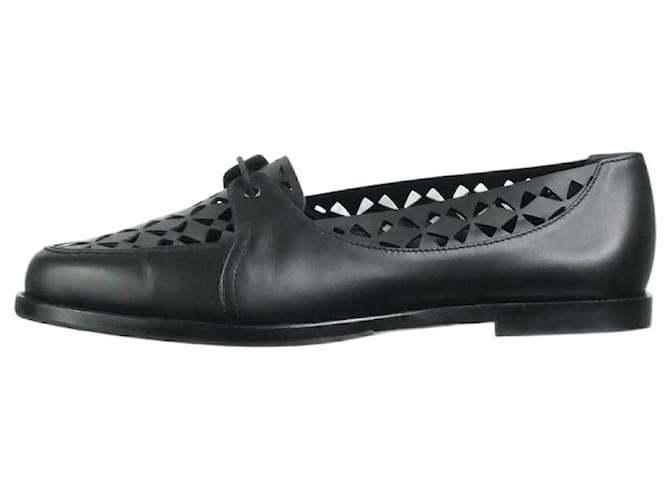 Manolo Blahnik Black cutout detail laced loafers - size EU 40 Leather  ref.1090373