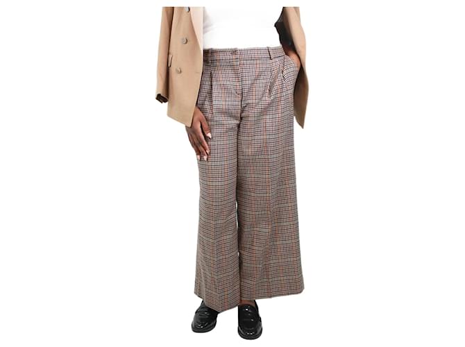 Autre Marque Brown houndstooth wool-blend trousers - size UK 14  ref.1090375