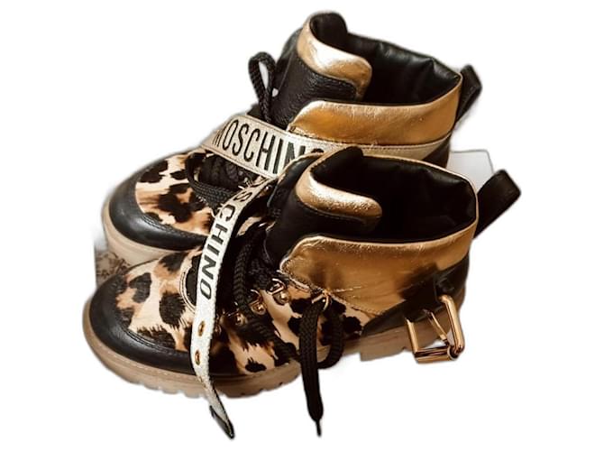 Moschino Boots Cuir Noir Multicolore  ref.1090385