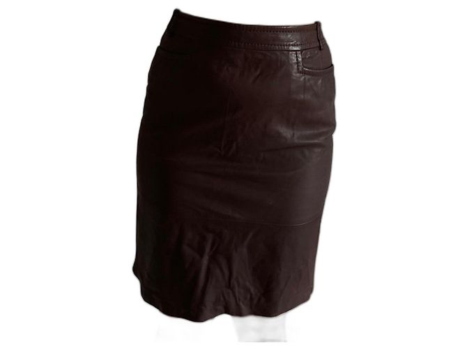 Christian Dior Gonna Dior in pelle marrone Marrone scuro