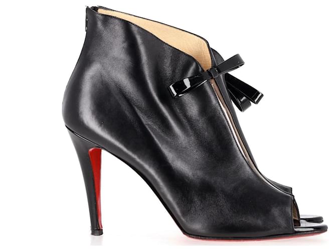 Christian Louboutin Open-Toe Ankle Boots in Black Leather  ref.1090716
