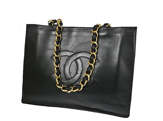 Classique Chanel shopping Cuir Noir  ref.1090776