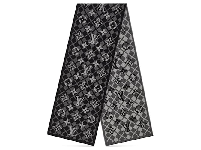 Louis Vuitton LV Monogram mountain scarf Black Cashmere  ref.1090988
