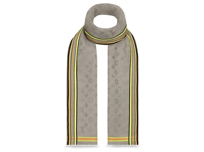 Louis Vuitton LV monogram fluo scarf Grey Cashmere  ref.1091033