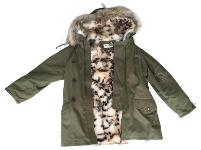 Saint Laurent Coats, Outerwear Khaki Cotton  ref.1091308