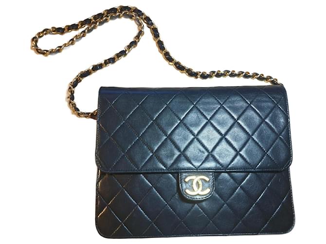 Wallet On Chain Chanel Sacs à main Cuir Noir  ref.1091438