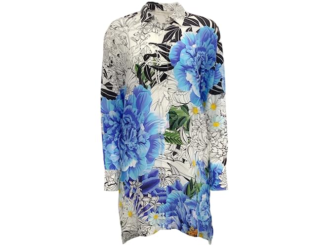 Mary Katrantzou Blue Floral Silk Verona Shirt Dress  ref.1091531
