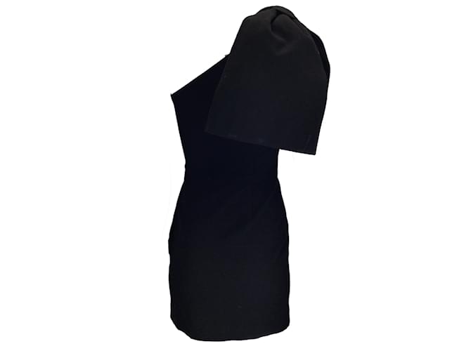 Rebecca Vallance Black Bow Detail One Shoulder Crepe Mini Dress Polyester  ref.1091542