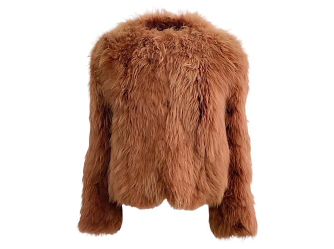 Céline Celine Rust Long Hair Shearling Jacket Brown Fur  ref.1091543