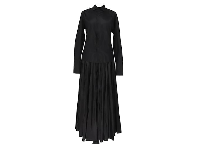 Christian Dior Conjunto de camisa con bordado de abeja negra y pantalón plisado Negro Seda  ref.1091559