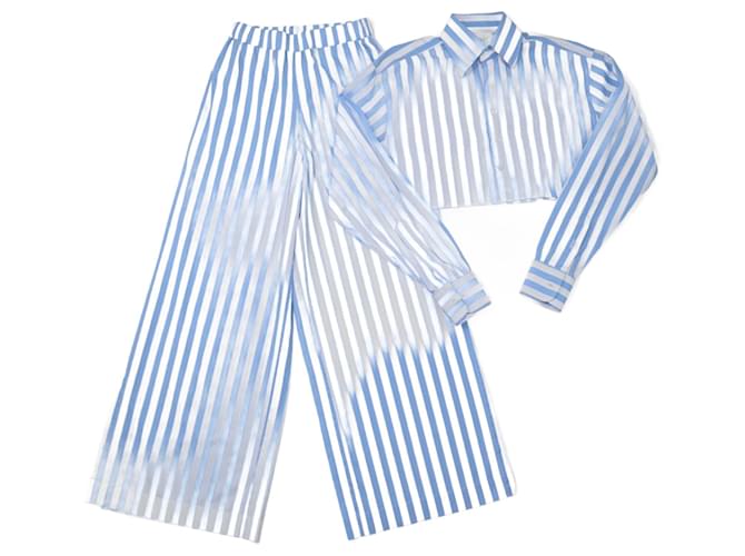 Autre Marque Blanquecino/Conjunto falda y pantalón rayas azules Algodón  ref.1091560