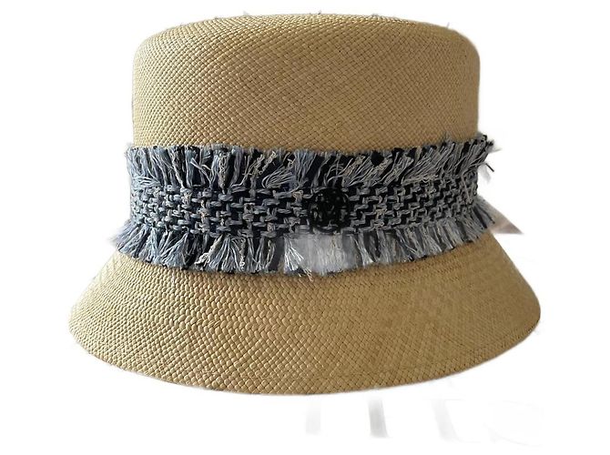 Maison Michel Kendall Strohhut Beige