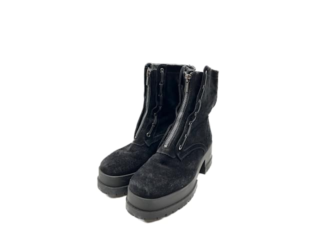 Autre Marque NON SIGNE / UNSIGNED  Ankle boots T.eu 38.5 velvet Black  ref.1091664