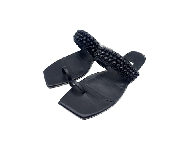 JIMMY CHOO  Sandals T.eu 39.5 leather Black  ref.1091667
