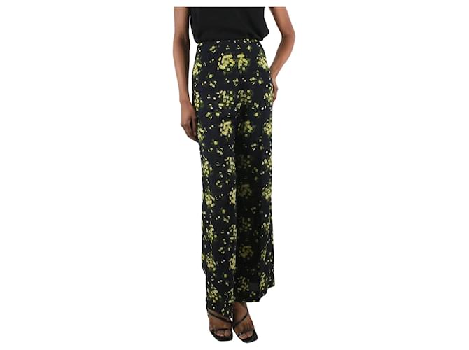 Autre Marque Black floral print wide-leg trousers - size UK 8 Polyester  ref.1091757