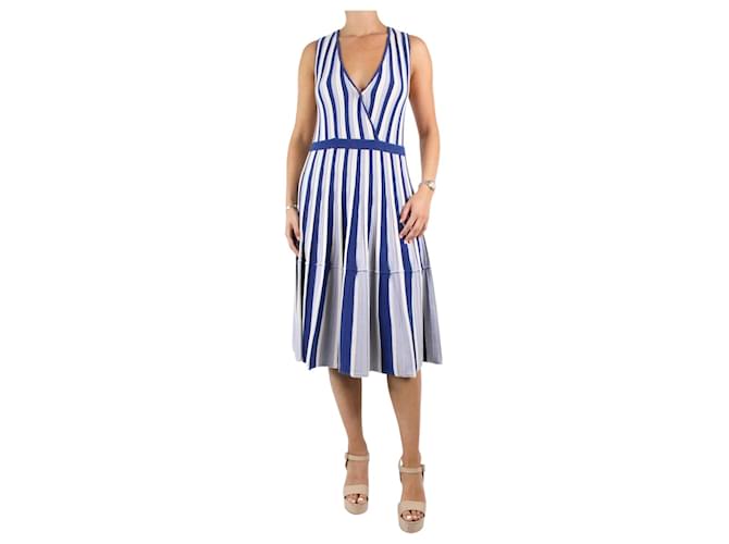 Autre Marque Blue striped knitted dress - size M Cashmere  ref.1091759