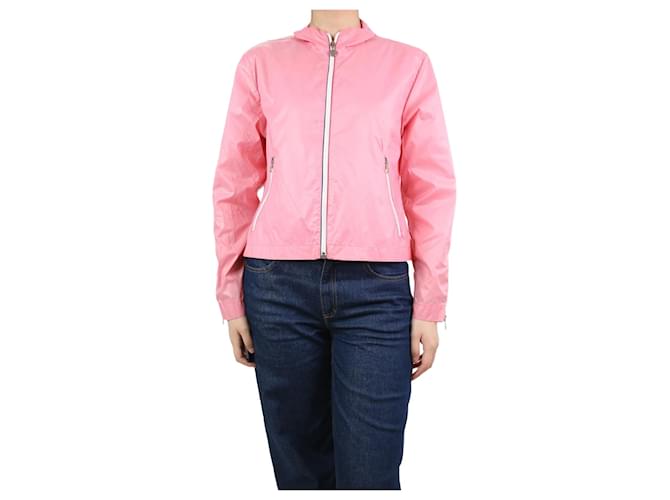 Moncler Pink cropped windbreaker jacket - size UK 8 Polyamide  ref.1091781