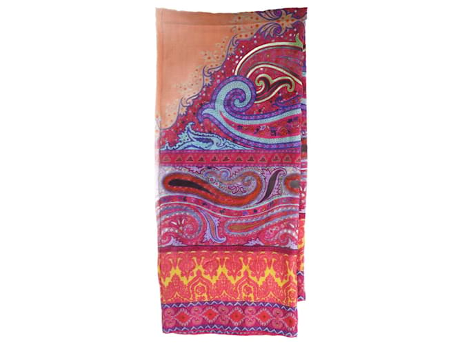 Etro Multicolour floral and paisley printed scarf Multiple colors Silk  ref.1091791