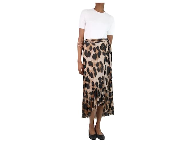 Ganni Leopard print wrap skirt - size FR 34 Polyamide  ref.1091795