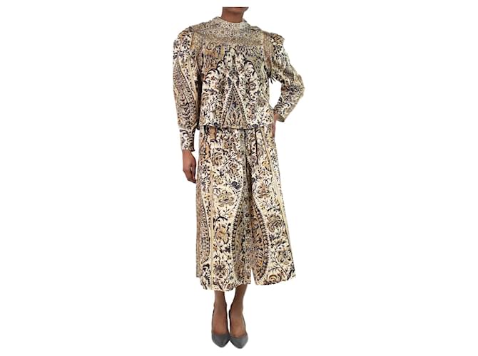 Ulla Johnson Yellow corduroy printed top and midi skirt set - US 2 Cotton  ref.1091800
