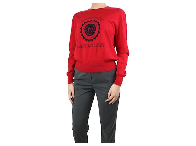 Saint Laurent Red graphic logo sweater - size M Cotton  ref.1091804