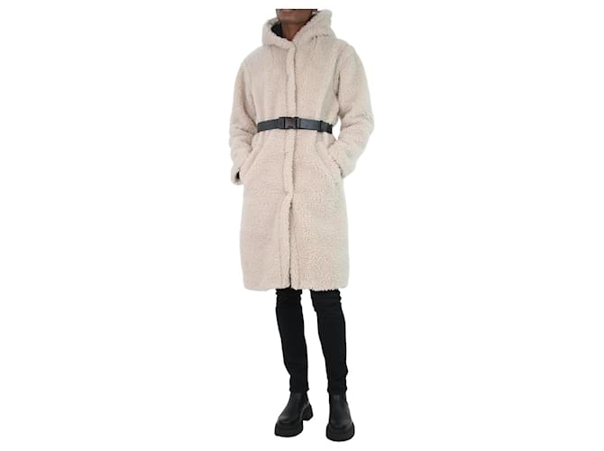 Ba&Sh Cream belted faux-fur coat - size UK 6 Polyester  ref.1091808