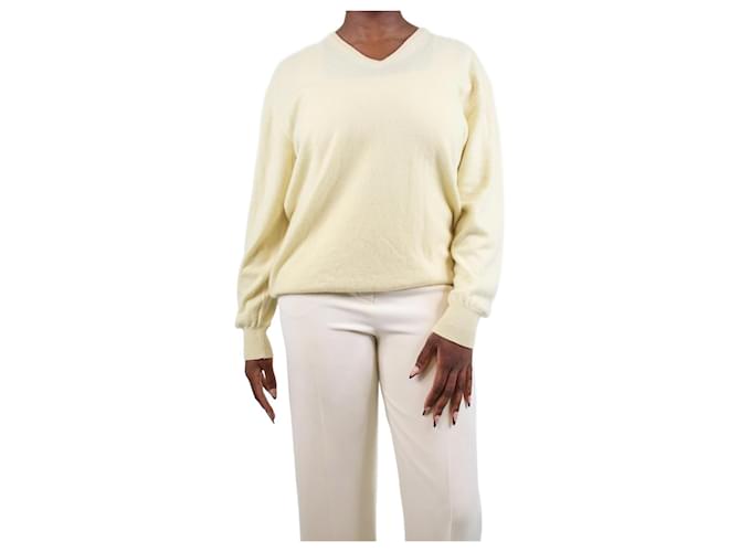 Loro Piana Yellow v-neck cashmere sweater - size UK 20  ref.1091815