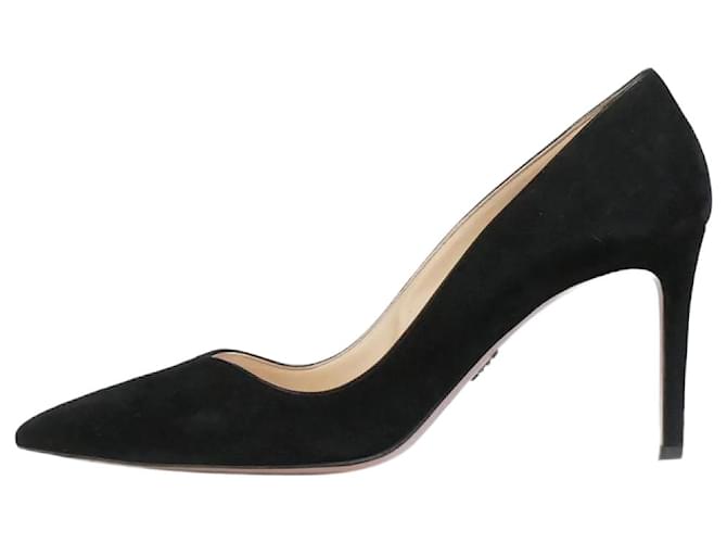 Prada Zapatos de tacón con punta en ante negro - talla UE 38.5 Suecia  ref.1091817