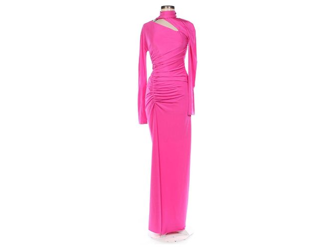 Victoria Beckham Asymmetrisches Rüschenkleid Rosa Pink