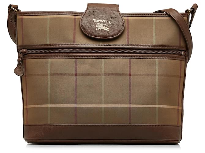 Burberry Brown Vintage Check Crossbody Leather Cloth Pony-style calfskin Cloth  ref.1091839